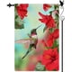 thumbnail image 1 of Bandera de jardín de primavera y verano con diseño de colibrí, hibisco rojo, pequeña bandera vertical de doble cara, rústica, de arpillera, para patio, césped, decoración al aire libre, 12,5 x 18, 1 of 5