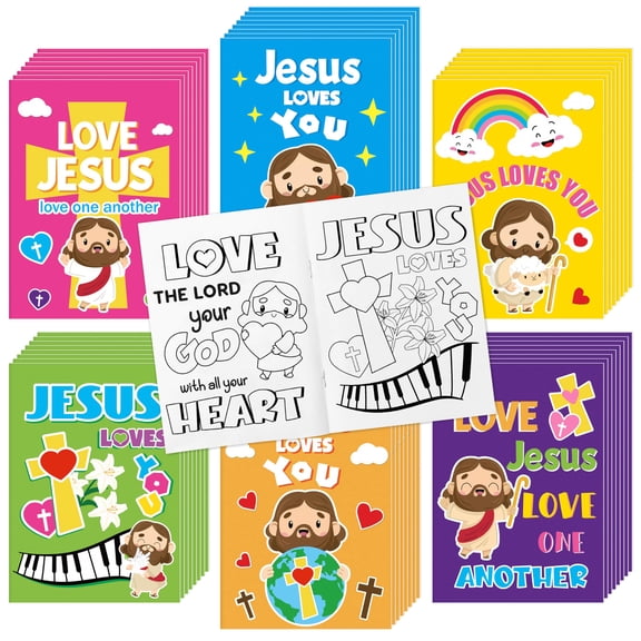 Libro para colorear Dvbonike Jesus Loves You, 48 unidades, para niños