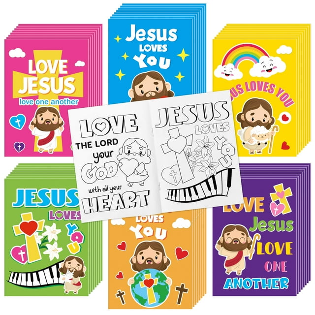 Libro para colorear Dvbonike Jesus Loves You, 48 unidades, para niños