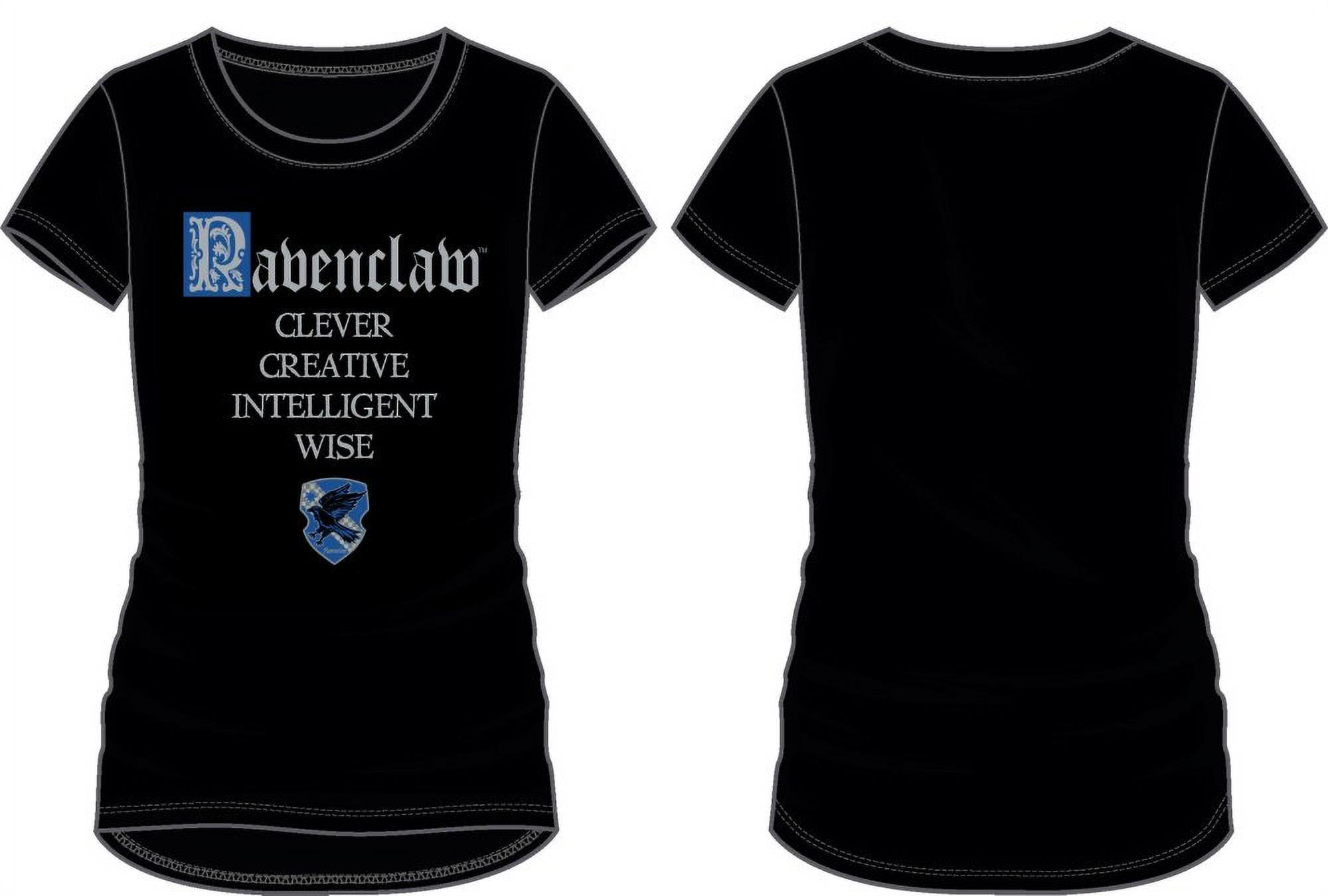 Harry Potter House of Ravenclaw Crest & Characteristics Clever Creative  Intelligent Wise Juniors Black Tee T-Shirt Shirt-Small