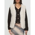 thumbnail image 3 of Rdhnmea Women's Faux Fur Waistcoat Solid Color Open Front Fuzzy Vest, 3 of 9