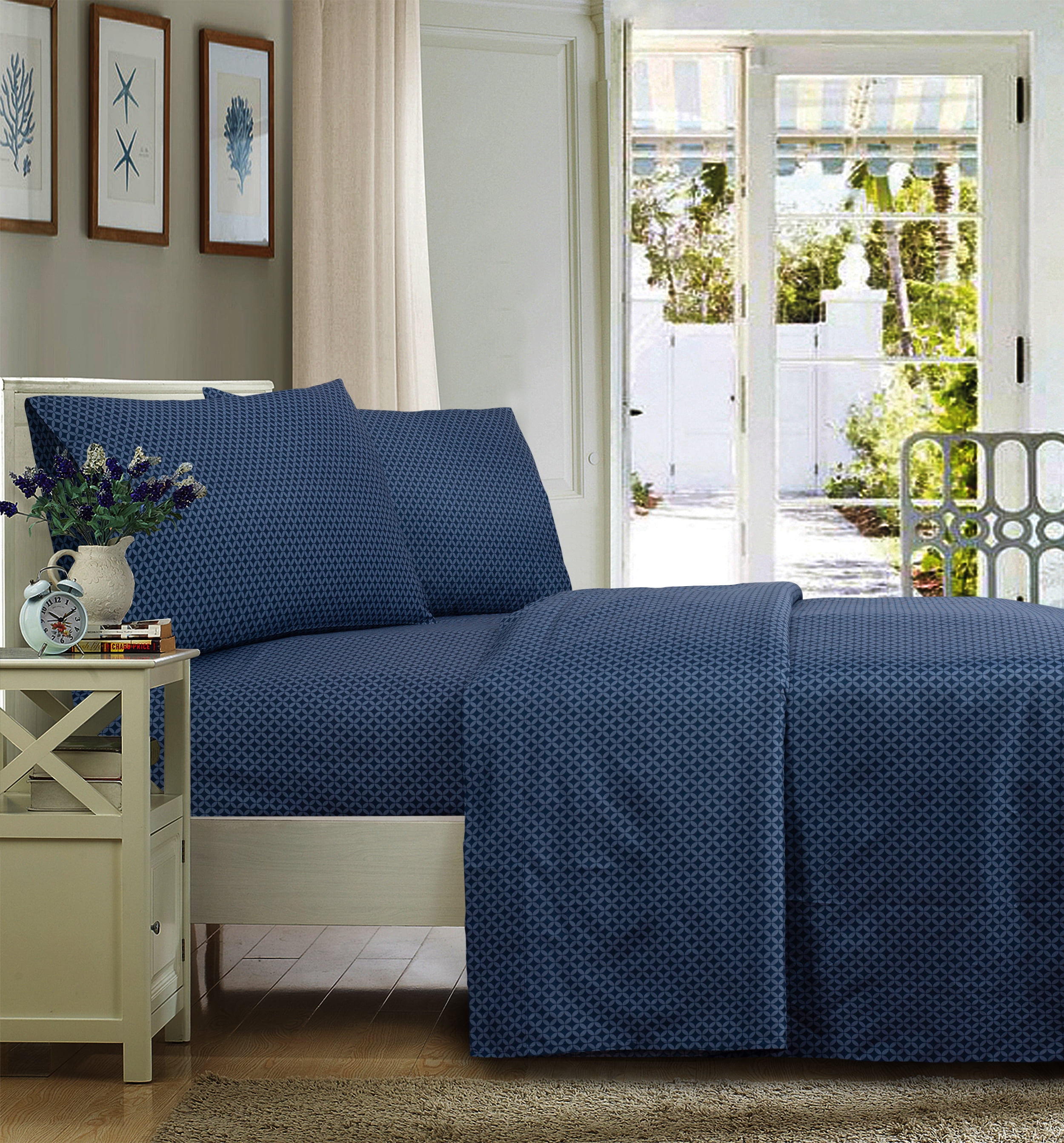 Mainstays Ultra Soft High Quality Microfiber Bed Sheet Set, Full, Navy
