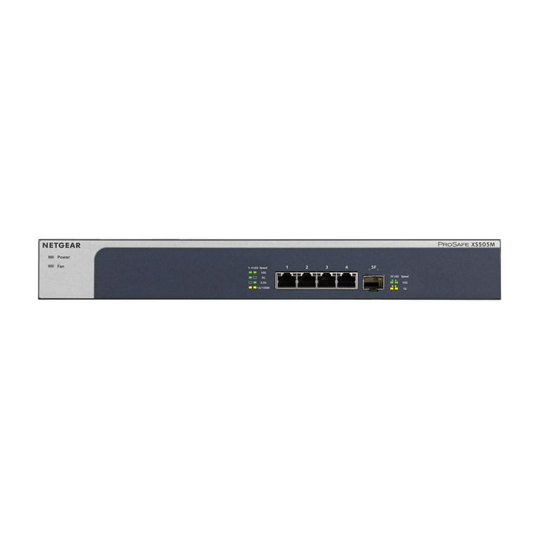 NETGEAR 5-Port 10G Multi-Gigabit Ethernet Unmanaged Switch (XS505M) - with  1 x 10G SFP+, Desktop or Rackmount, and Limited Lifetime Protection