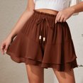 thumbnail image 2 of Women Mini Skirts with Built in Shorts Solid Color Elastic Waist Casual Versatile Comfortable A-Line Short Skirts, 2 of 10