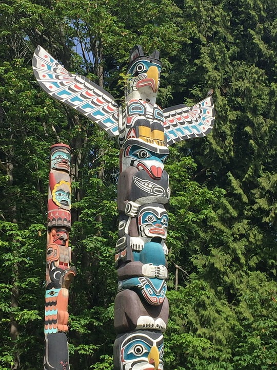 Vancouver Native Stanley Park Story Pole Totem Pole-20 Inch By 30 Inch ...