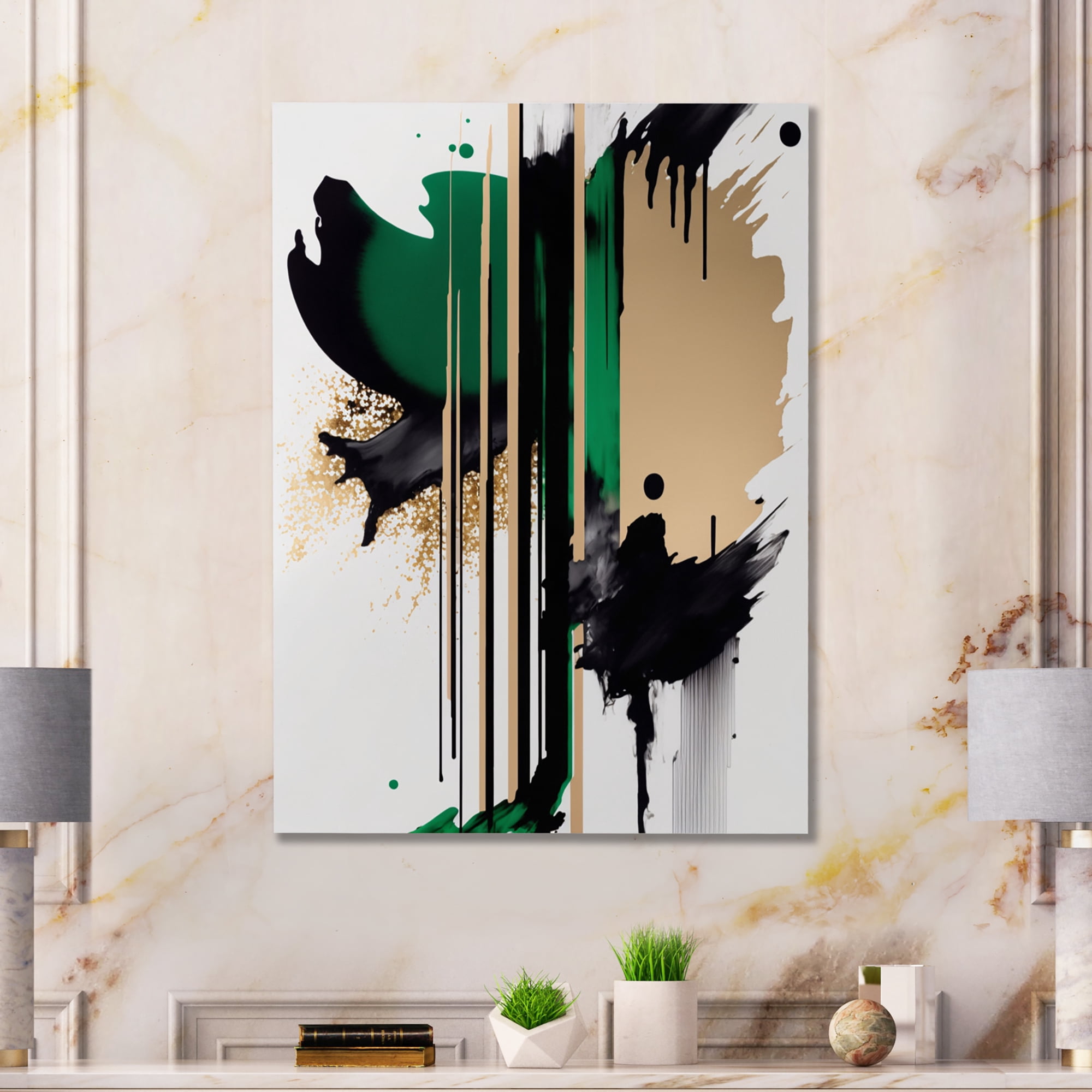 Designart Green Minimalist Abstract Canvas Wall Art