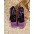 thumbnail image 2 of On feet& in love Women's Square Toe Satin Adjustable Ankle Strap Block Heel Slingback Dress Pumps for Wedding Party Office Daily Wear, 2 of 6