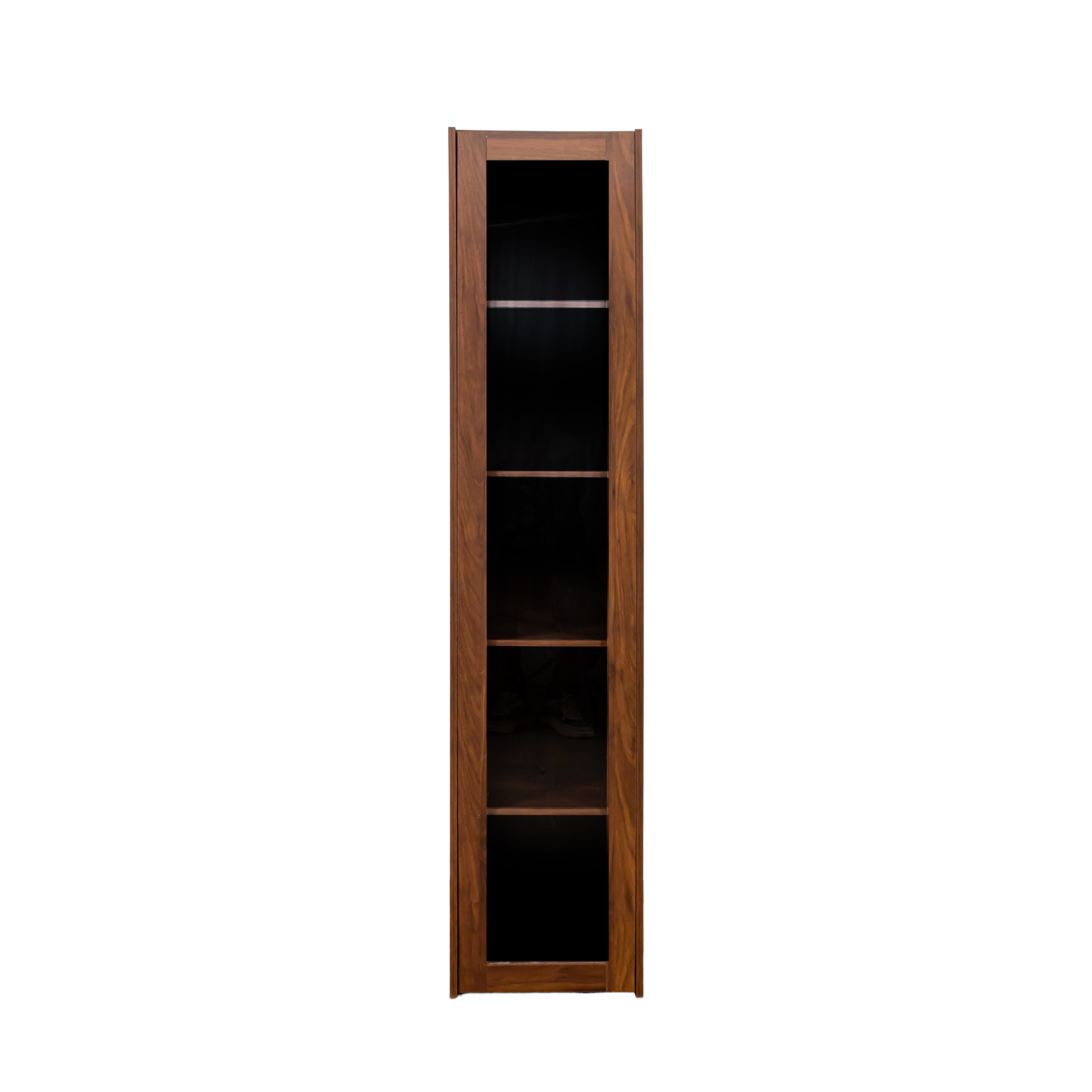 Noble House 5-Shelf Curio Display Cabinet with Acrylic Doors & LED Lighting, Modern Glass Bookcase, Walnut