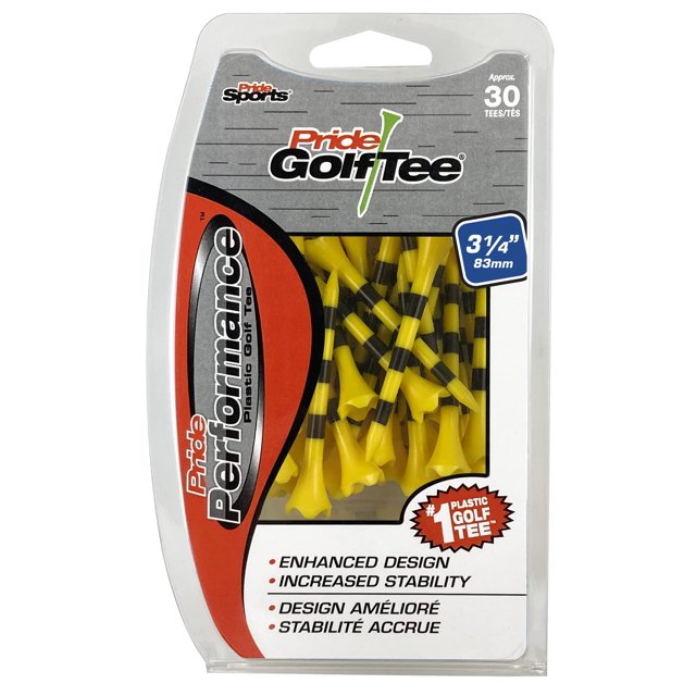 Tees de golf PrideSports EVS3143078, 8,3 cm, amarillos, paquete de 30