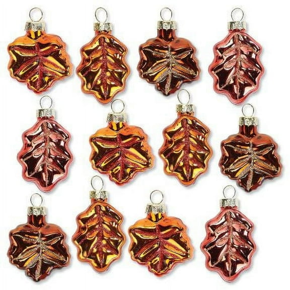 Lillian Vernon Glass Fall Leaves Ornaments - Set of 12, Holiday Home Décor