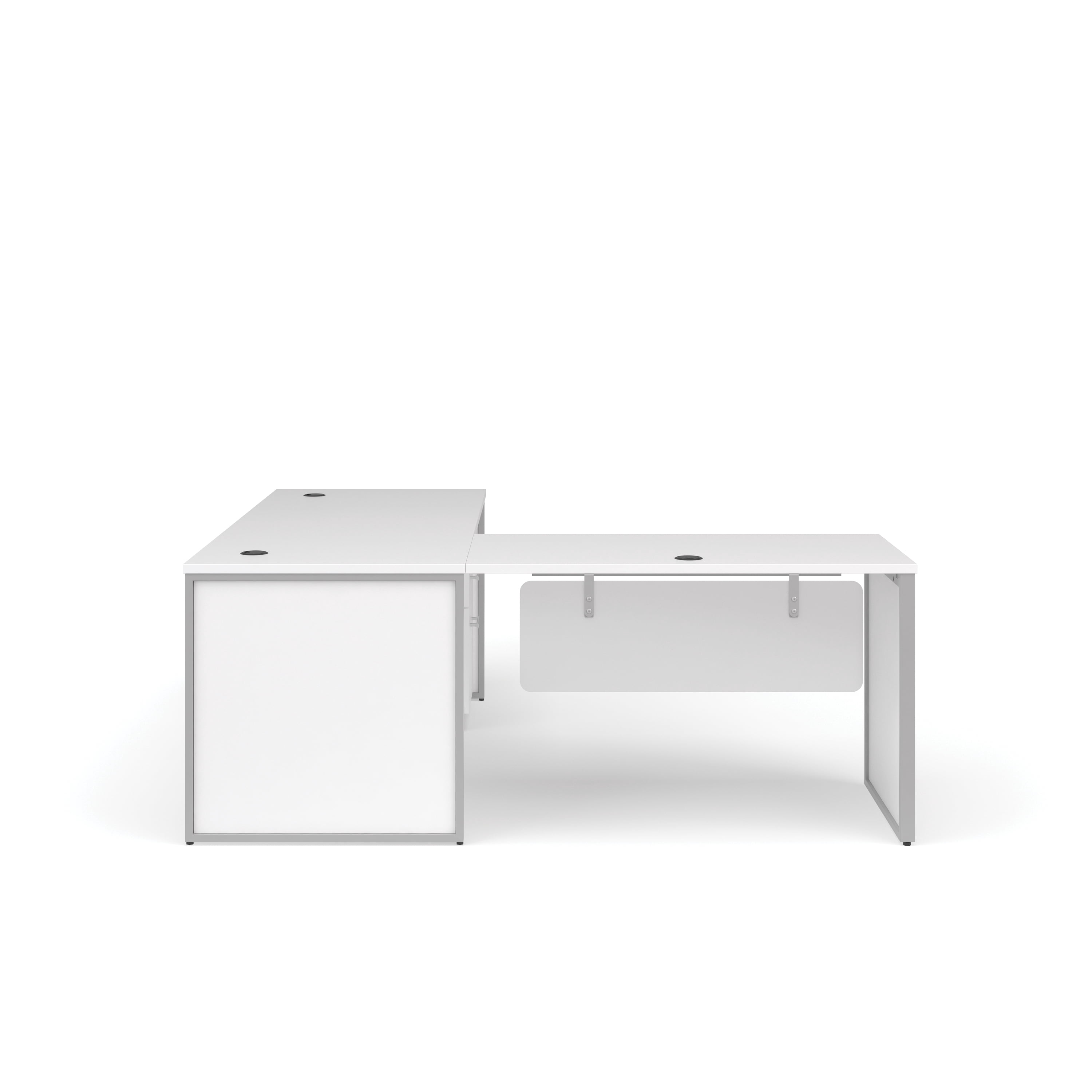 OFM Fulcrum Series Office Furniture Set, 72" Desk with Return, Filing Cabinet, Leg Panels, Modesty Panels, in White