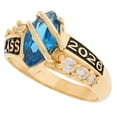 thumbnail image 3 of JackAni 14k Yellow Gold Simulated Blue Zircon December Birthstone 2026 Class Graduation Ring - Size 7.00, 3 of 5