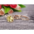 thumbnail image 6 of Milgrain 2.55 Carat 7mm Cushion Cut Champagne Diamond Moissanite Wedding Set Diamond Bridal Ring 10k Rose Gold Curved Matching Band Art Deco, 6 of 6