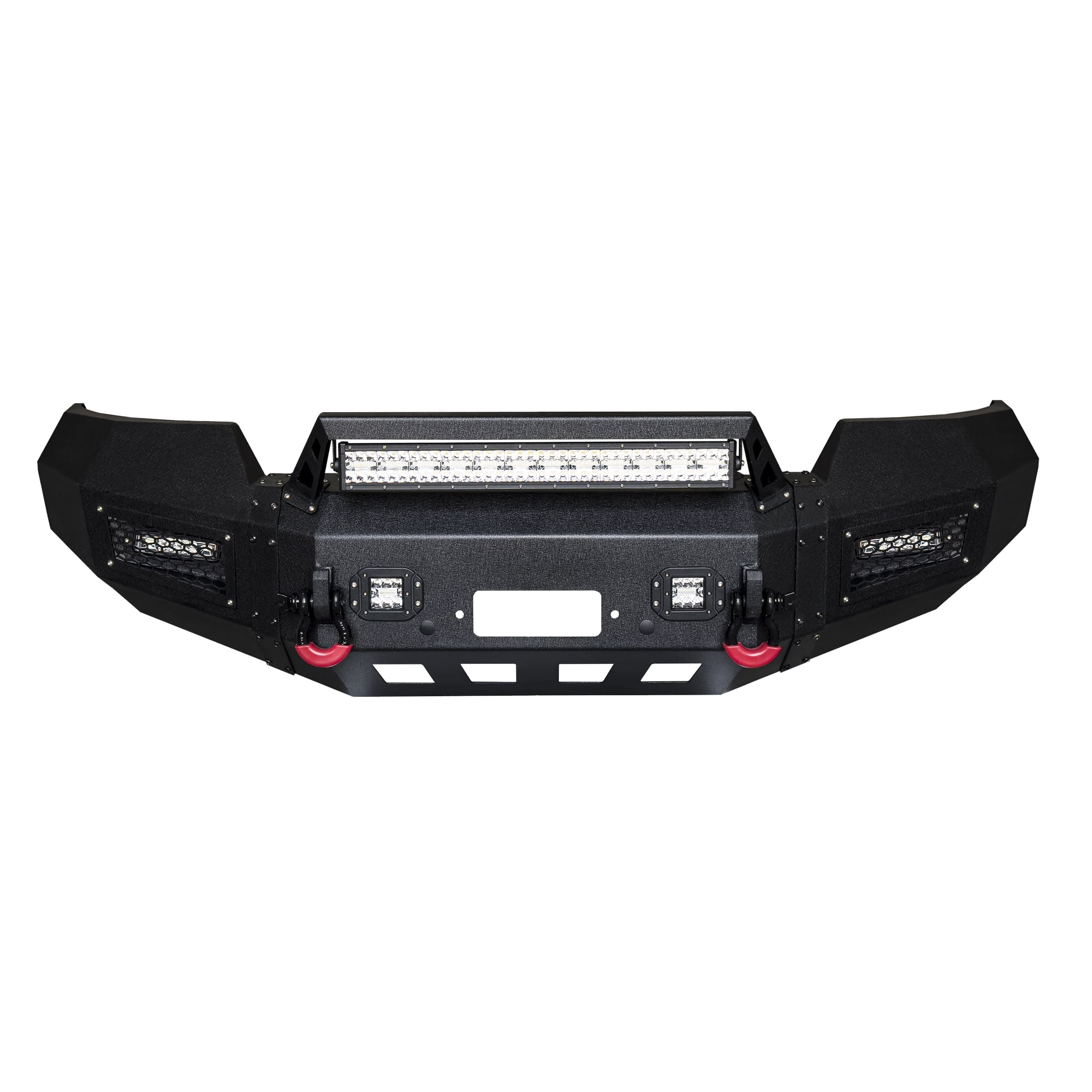Vijay Compatible with 2004-2005-2006-2007-2008 Ford F150 Front Bumper Textured Black Steel with Light and D-ring