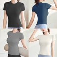 thumbnail image 6 of DOZINSIX Women's 4 Pack Yoga Tops Slim Short Sleeve Crew Neck Breathable Sports Workout Shirts, 6 of 10