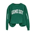 thumbnail image 2 of Gamivast Crewneck Sweatshirts Women Game Day Football Stitched Oversized Chiefs Shirts Long Sleeve Drop Shoulder Crewneck Pullover Funny Superbowl Outfits, 2 of 3