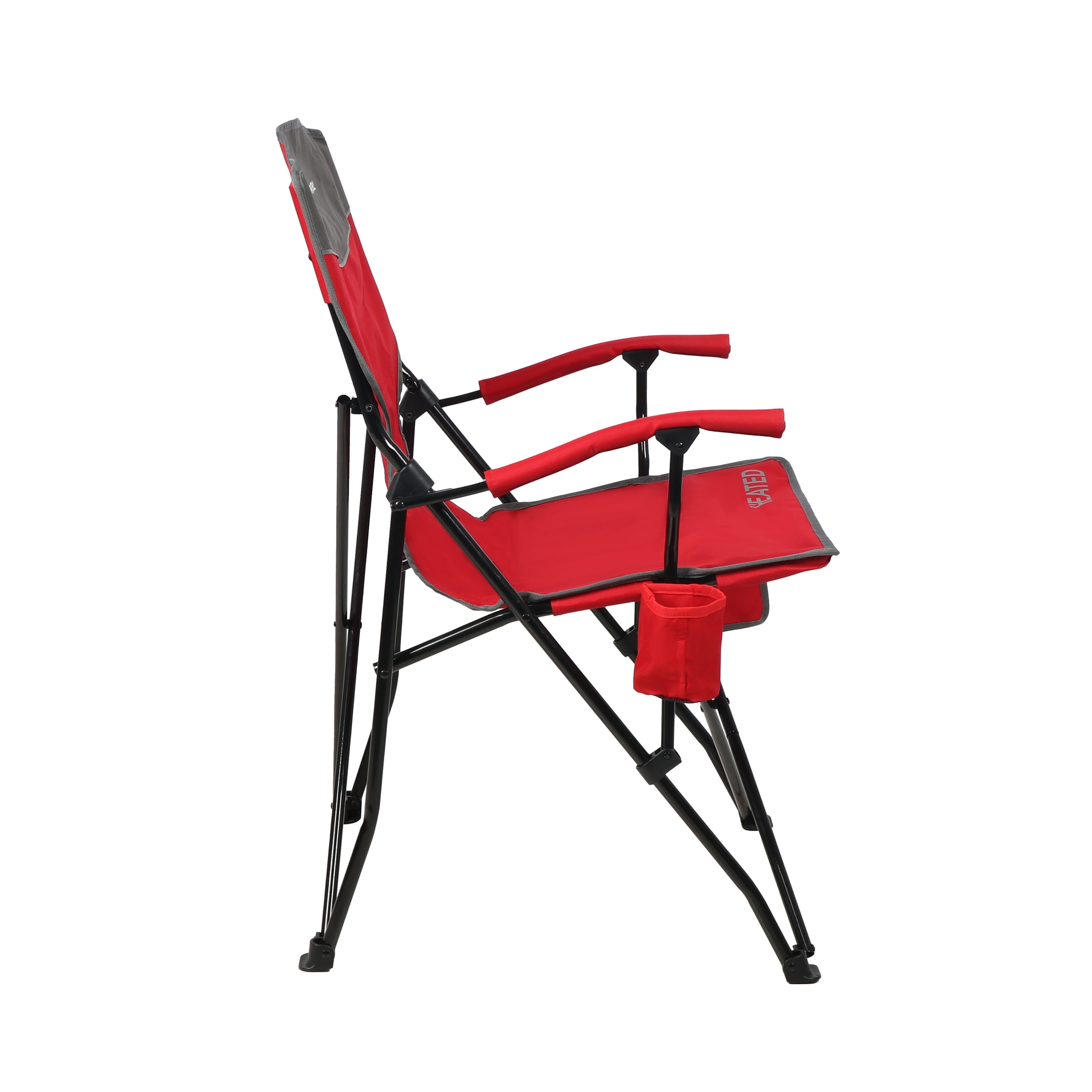 Ozark Trail Hard Arm Heated Chair, Red