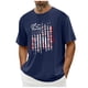thumbnail image 1 of Tops para hombre, blusas y camisas de cuello redondo y manga corta para hombre. Top/camisa de cuello redondo y manga corta con estampado del Día de la Independencia para hombre. Tops para hombre., 1 of 5