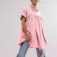 thumbnail image 4 of Lovskoo Dress for Women 2024 Babydoll Dresses Short Sleeve Pleated A-Line Dress Cute Summer Trendy Clothes Pink, 4 of 9