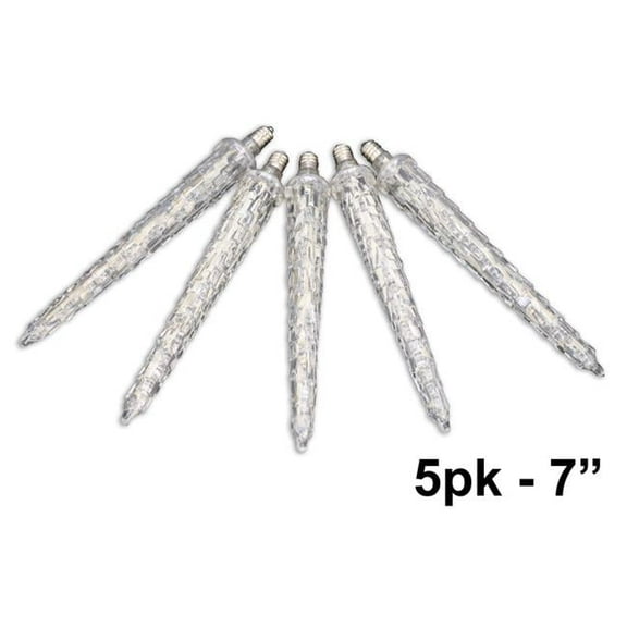 Queens of Christmas C9-ICEDROP7-PW-5 7 in. Icicle Retrofit Lamp with LED Lights, Pure White - Pack of 5