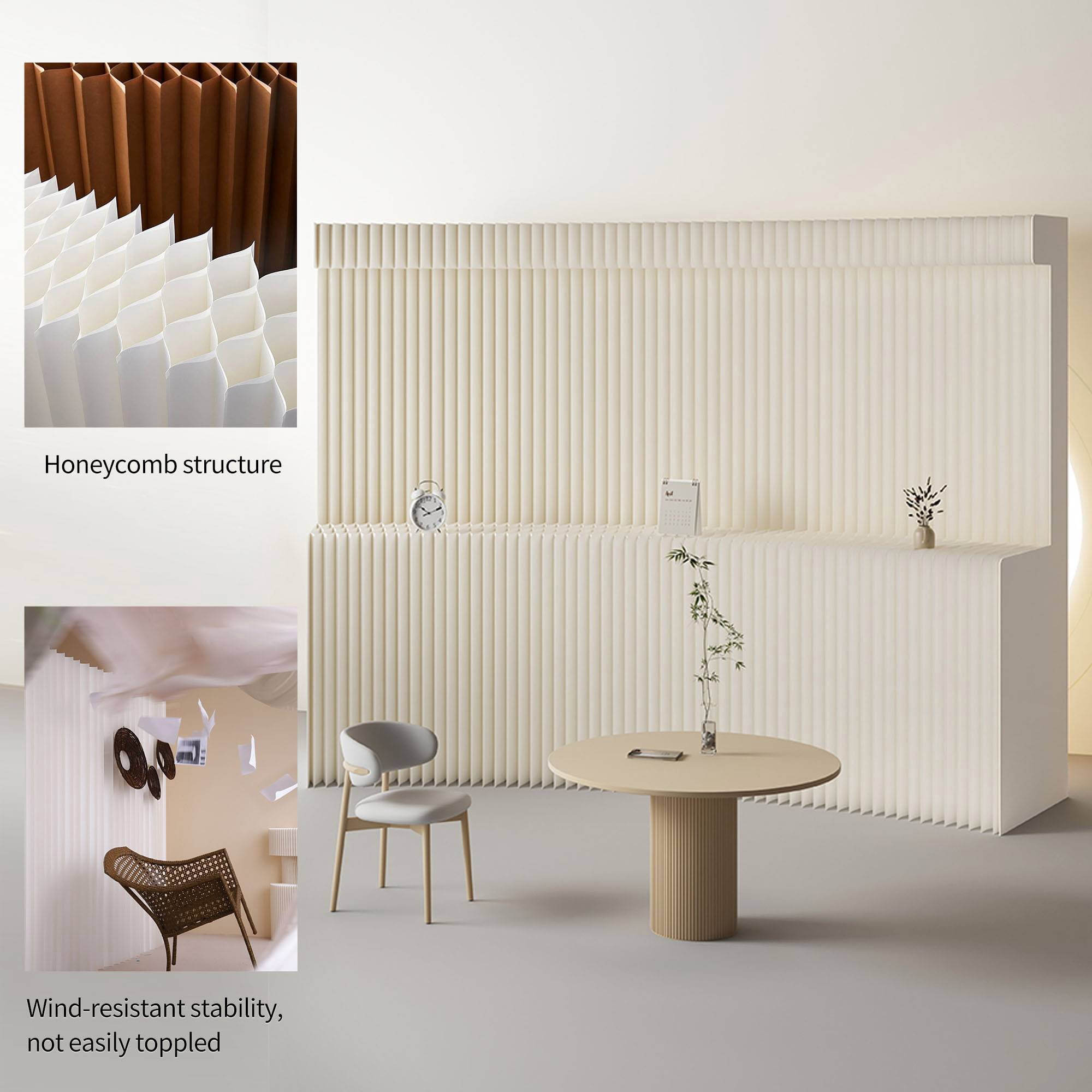 Room Divider Screen: Portable, Foldable Paper Wall with Display Stand | Partition for Booth, Office and Home Decor