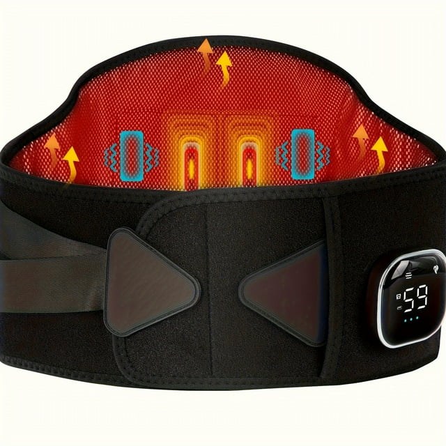 Heating Pad for Back Portable Cordless Heating Pad for Back Pain Relief Lower Back Massager with Lumbar Support 3 Heating Levels & 5 Massage Mode 30Mins Auto-Off Gifts