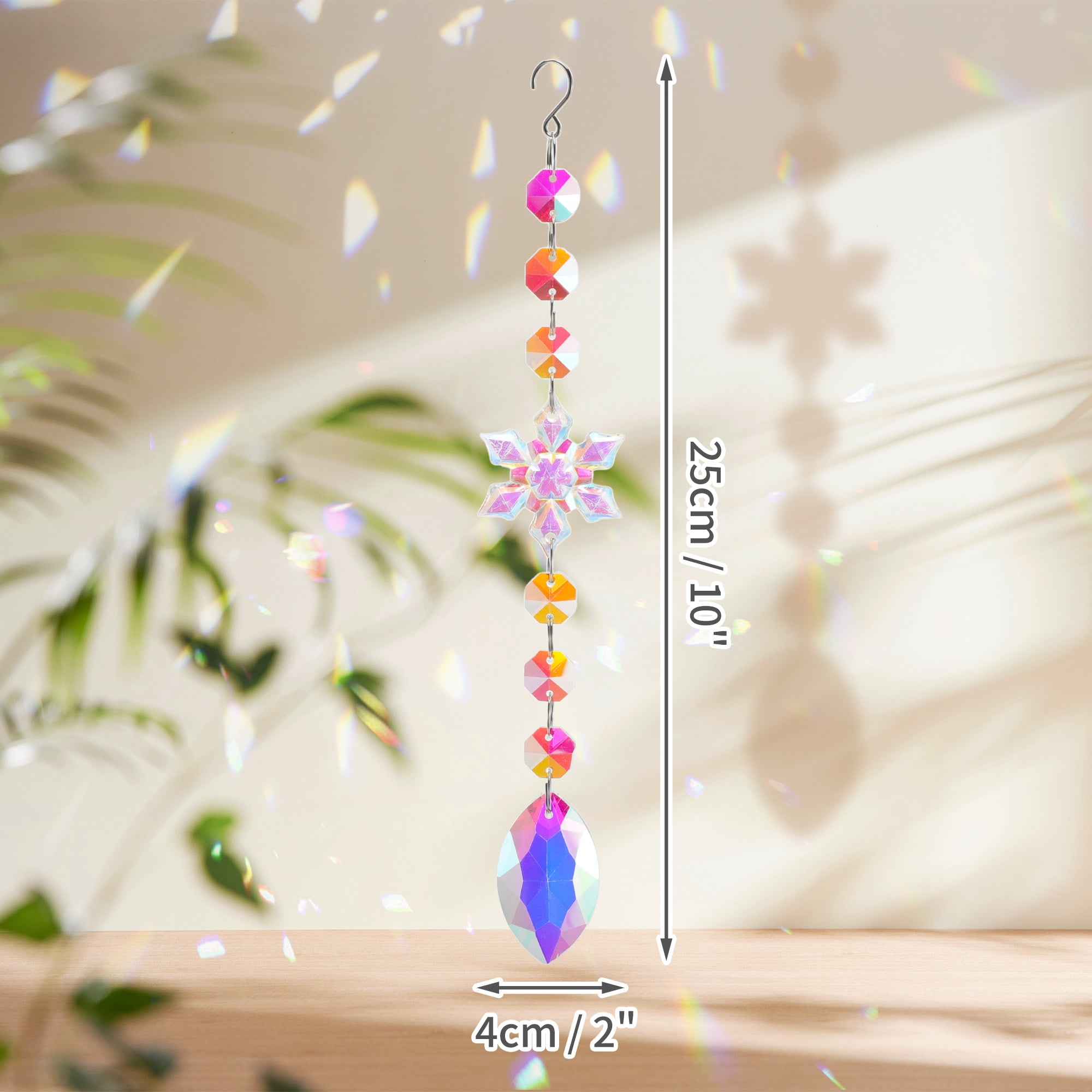 Unique Bargains Sun Catcher Crystal Wind Whirl for Indoor Hanging Silver 10.63"