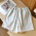 thumbnail image 2 of Tnhcen Lace Trim Plaid Sleep Shorts for Women Lightweight Loose Fit Casual Pajama Shorts with Soft Breathable Fabric M-XL, 2 of 3