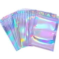thumbnail image 2 of 50/100Pcs Resealable Holographic Ziplock Mylar Bags Foil Pouch for Party Favor, 2 of 11
