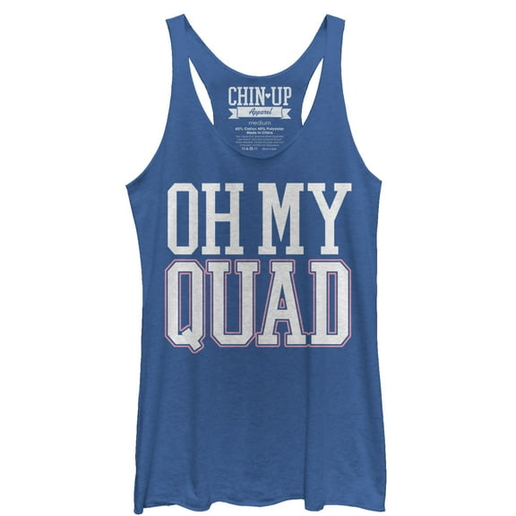 Women's CHIN UP Oh My Quad  Racerback Tank Top Royal Blue Heather Medium