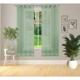 thumbnail image 2 of Gorgeous Home Linen Faux Silk Sheer Grommet Curtain Panels 108" x 63" Ruby Sage Green., 2 of 5
