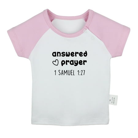 

iDzn Answered Prayer Funny T shirt For Baby Newborn Babies T-shirts Infant Tops 0-24M Kids Graphic Tees Clothing (Short Pink Raglan T-shirt 6-12 Months)