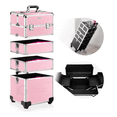 thumbnail image 2 of Cosmetiquera Profesional Maletín 4 Niveles Con Llantas Resistente Desmontable Xtellar Color Rosa, 2 of 3