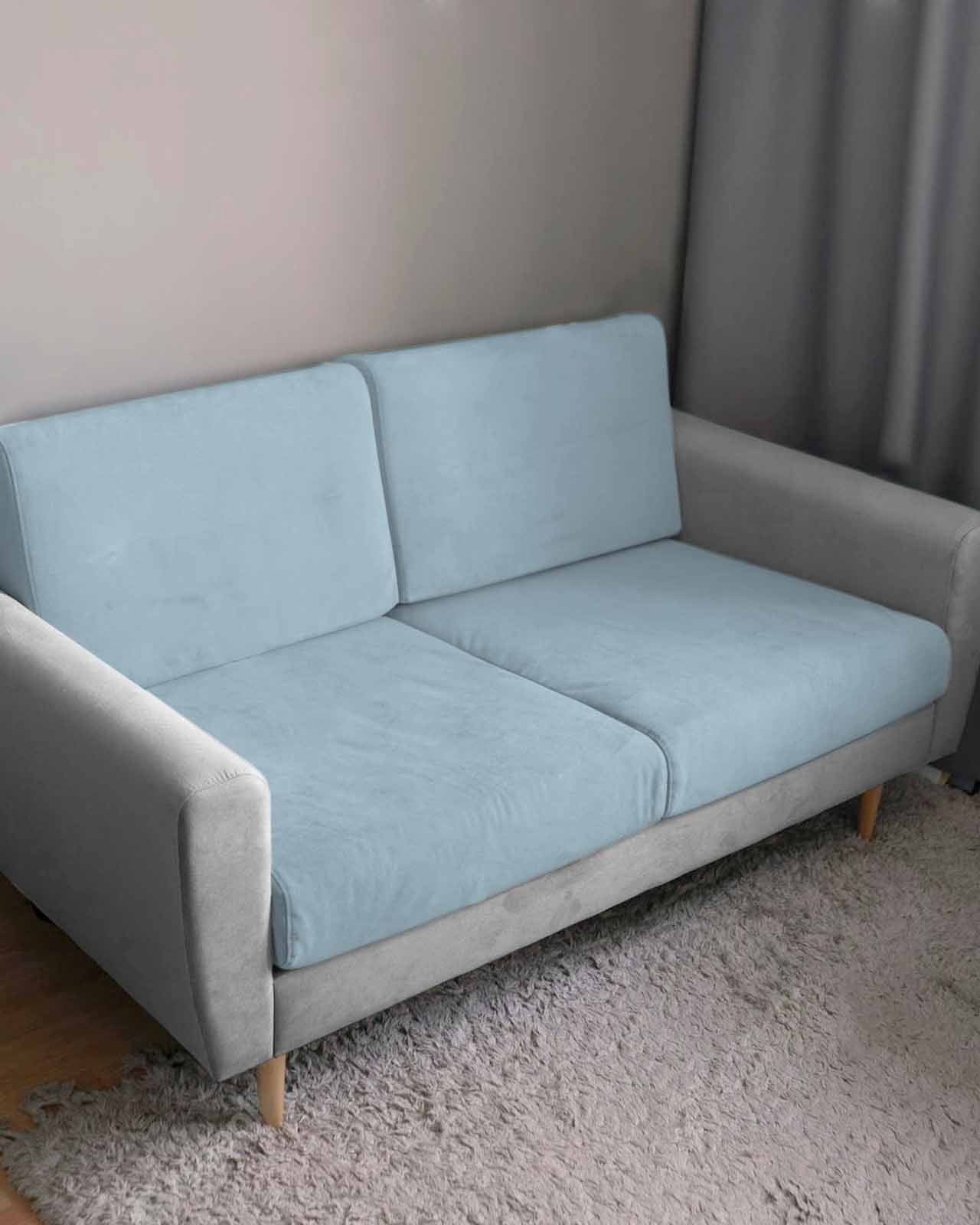 Sky Blue Couch Cushion Covers Stretch, Washable Sofa Seat Covers Individual Seat Cushion Sofa Slipcovers Modern Pure Winter Sky Blue Couch Cover Furniture Protector M-1PCS