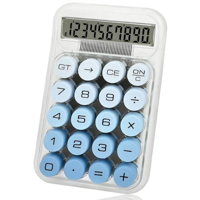 Calculadora HUTUDD con Teclas Mecánicas y Pantalla LCD de 10 Dígitos Azul