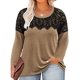 thumbnail image 1 of Top RITERA para mujer, talla grande, manga larga, encaje, cuello redondo, 3XL, 1 of 4