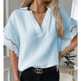thumbnail image 5 of Camisa casual de mujer camisa de manga corta de mujer top de manga corta de mujer top de verano de mujer Camisa casual de mujer cuello en V manga corta de color sólido costura de ANGGREK Otros, 5 of 5