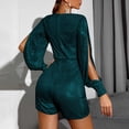 thumbnail image 6 of Odeerbi Solid Color Sequin Jumpsuits for Women 2024 Fashion Ethnic Style Solid Cold Shoulder Pants Suspender Long Sleeve Jumpsuit Green, 6 of 6