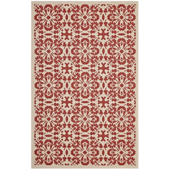 Ergode Ariana Vintage Floral Trellis 5x8 Indoor and Outdoor Area Rug - Red and Beige
