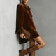 thumbnail image 5 of TaTaai Vintage Velvet Dress for Women, Stand Collar Puff Sleeve Elegant Gown, Loose Ruffle Hem Shift Dress, Perfect for Christmas and Winter Parties Gift, 5 of 7