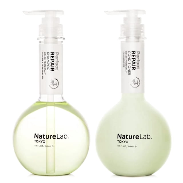 NATURELAB.TOKYO Perfect Repair Shampooing et Revitalisant Duo : Reconstituer et Restaurer les Cheveux Abîmés, Colorés et Renforcer les Nouveaux Cheveux I 11,5 FL OZ Chacun / Valeur de 38 $