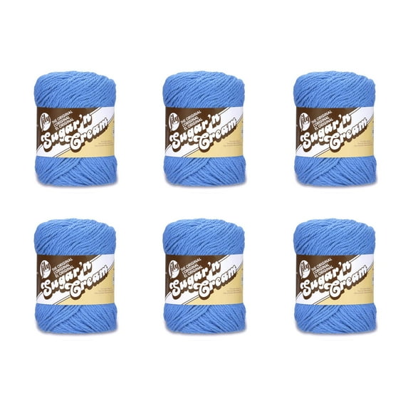 Lily SugarN cream Blueberry Yarn - 6 Pack of 71g25oz - cotton - 4 Medium (Worsted) - 120 Yards - Knitting crocheting & crafts