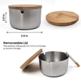 thumbnail image 3 of Stainless Steel Windproof Simple Silver Ashtray with Bamboo Lid for outdoor indoor outside patio office home outside, 3 of 10