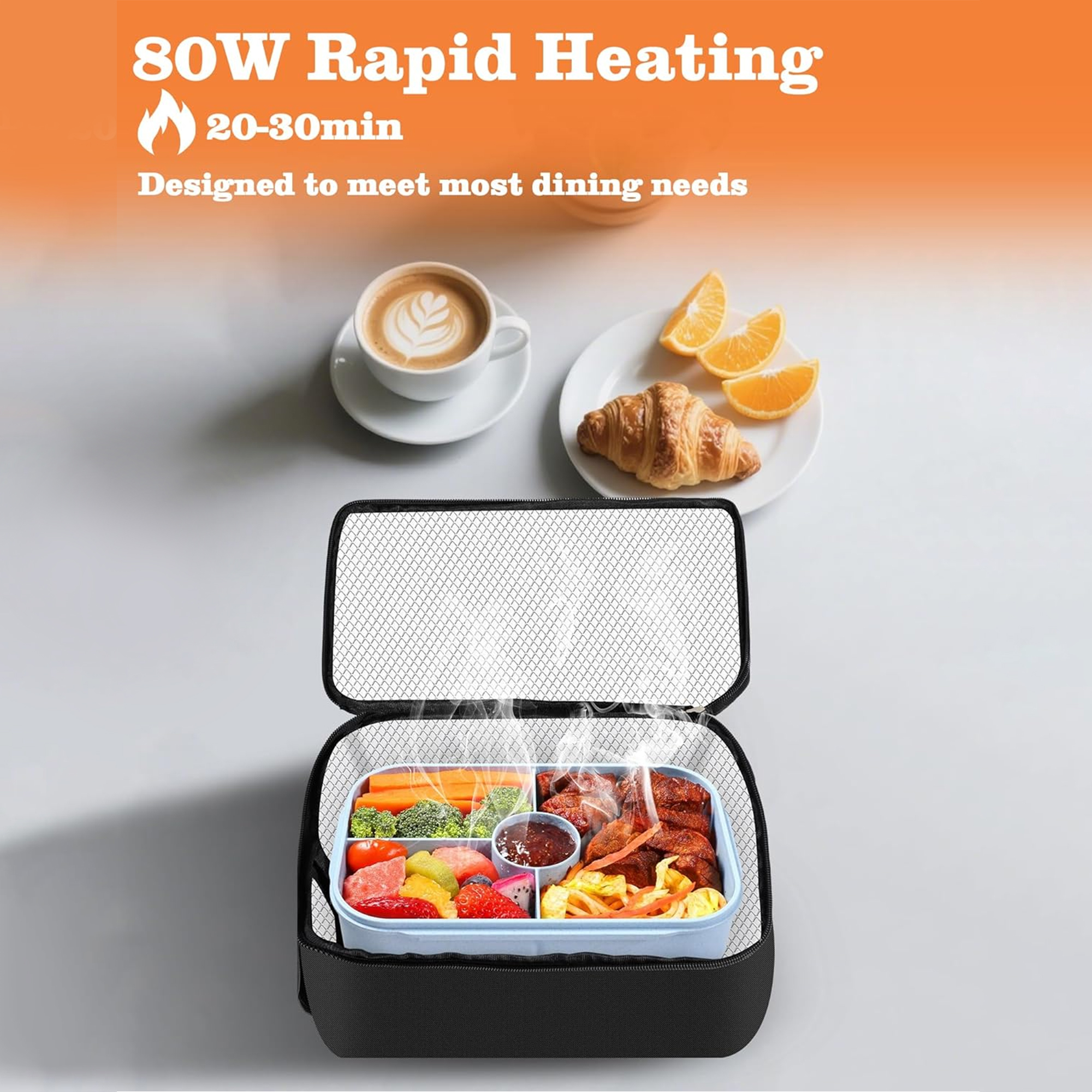 Portable Mini 12V/24V/110V 3-in-1 Car Food Warmer Electric Lunch Box Food Heater