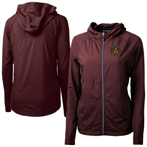 Women's-Cutter & Buck Maroon Atlanta United FC Adapt Eco Knit Hybrid Recycled Raglan Full-Zip Jacket