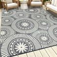 thumbnail image 3 of Ileading High Quality Plastic Straw Reversible Outdoor Rugs Waterproof Floral Carpet for RV, Patio, Deck, Camping, 3 of 12