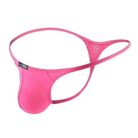 

HIMIWAY Men s Underwear Sexy Thong Solid Color Low Waist Panties Erotic Lingerie Pink
