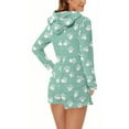 thumbnail image 5 of Women's Fleece Bear Ear Hooded Zip Up Printed Onesies Pajamas Cute Sherpa Fleece Romper Long Sleeve Sleepwear Playsuit (2XL, Green), 5 of 5