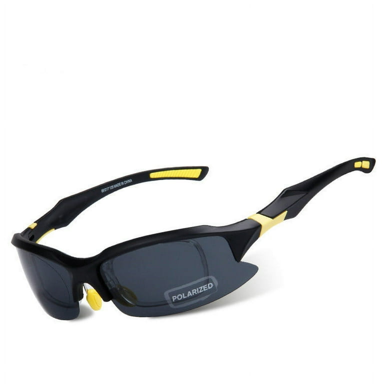 Toyella Sports Glasses Polarized Fishing Glasses HD Men's Myopia Sunglasses  Bright Black And White 
