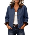 thumbnail image 2 of Vintage Jacket Women Fall Cozy Corduroy Long Sleeve Jackets Lapel Collar with Pockets Winter Warm Barn Jacket Bottom Down Casual Trendy Daily Outerwear, 2 of 9